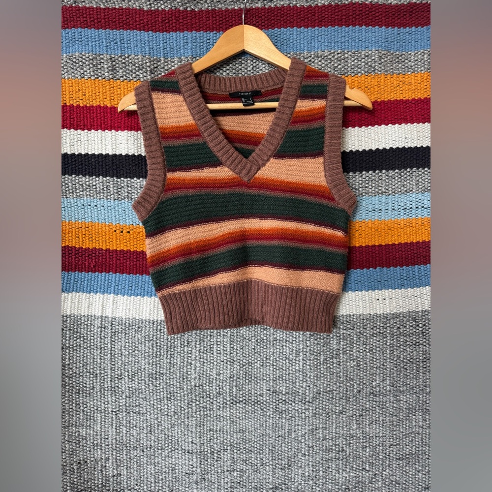 Forever 21 Multicolor Striped V-Neck Sweater Vest - Picture 3 of 13